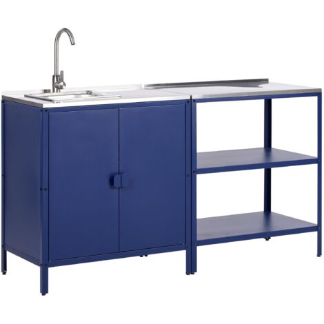 2 Piece Outdoor Kitchen Set with Sink VILAMA Metal Blue