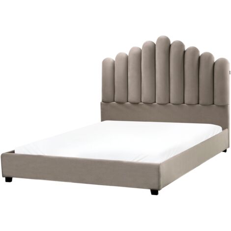 Bed Velvet VINCENNES 140 x 200 cm (EU Double) Taupe