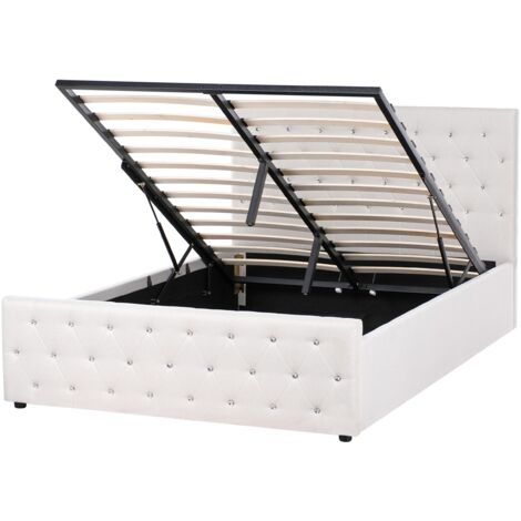 Ottoman Bed Fabric AMIENS 140 x 200 cm (EU Double) Beige (1/5)