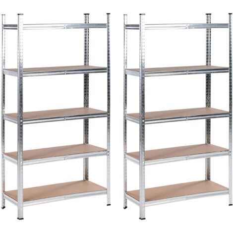 Set of 2 Garage Shelves XITTA Metal 90 cm 40 cm Silver (1/5)