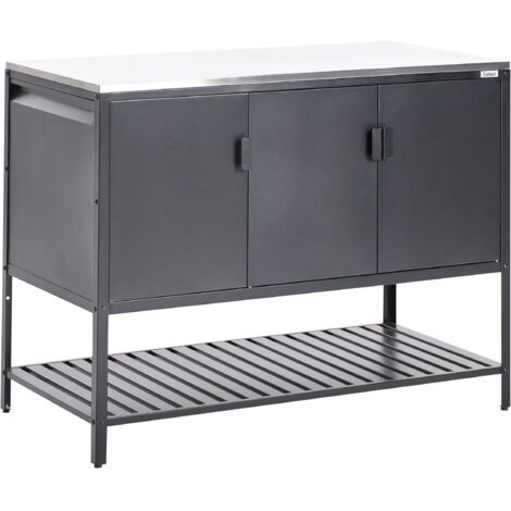 Outdoor Kitchen Cabinet MAENZA Metal Black