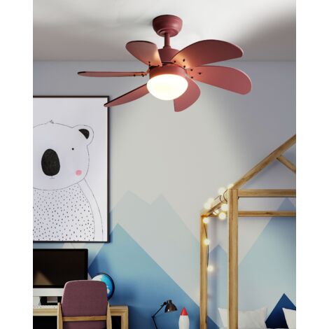 Modern Ceiling Fan Remote Control LED Lighting Synthetic Material and Plywood Pink Logar