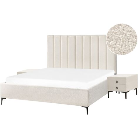 Bedroom Set Boucle SEZANNE 180 x 200 cm (EU Super King) Off-White (1/5)