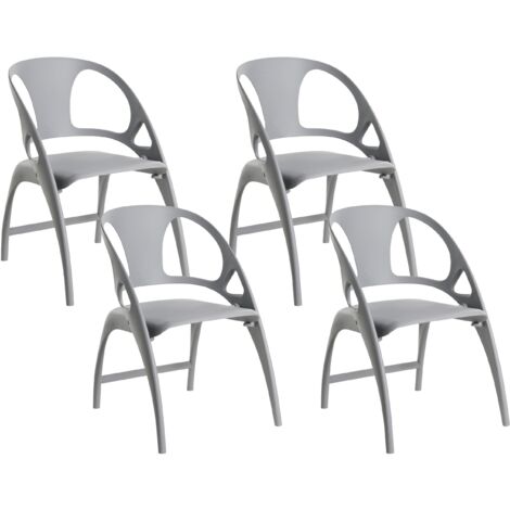 Set of 4 Garden Chairs Folding NEMI Grey (1/5)