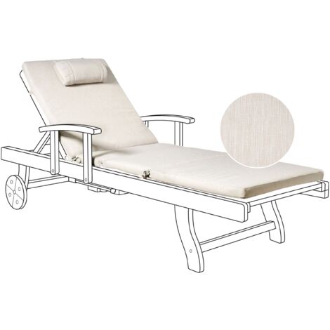Sun Lounger Pad Cushion TOSCANA/JAVA/AMANTEA PREMIUM 189 x 58 cm Light Beige (1/5)