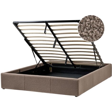 Ottoman Bed without Headboard Boucle DINAN 140 x 200 cm (EU Double) Taupe (1/5)