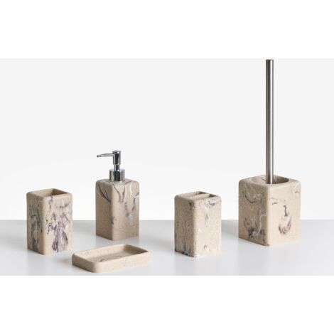 5-Piece Bathroom Accessories Set VILCANOTA Beige Marble (1/5)