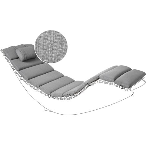 Sun Lounger Pad Cushion BRESCIA PREMIUM 180 x 60 cm Grey Melange (1/5)