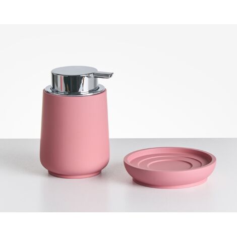 4-Pieces Bathroom Accessories Set Soap Dish Soap Dispenser Toilet Brush Tumbler Pink Suches