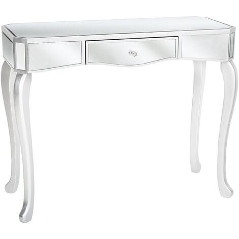 French Art Deco Vintage Mirrored Console Side Table 1 Drawer Silver Carcassonne