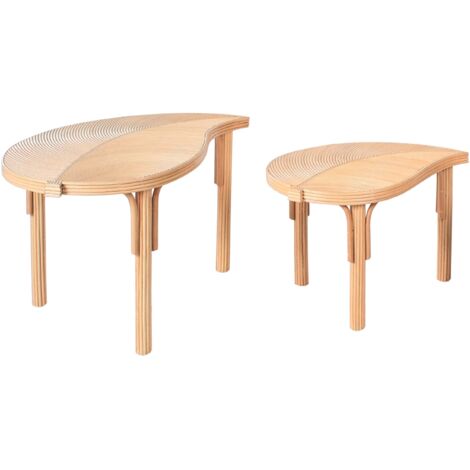 Set of 2 Coffee Tables PARALIA Rattan Natural (1/5)