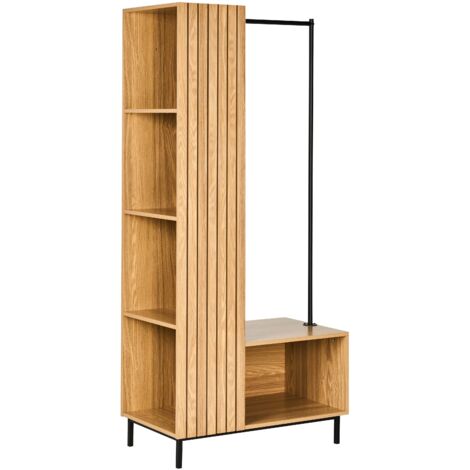 5 Shelf Open Wardrobe LEANDRO Light Brown (1/5)