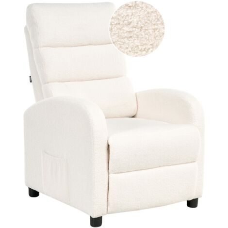 Recliner Chair OTUS With Footrest Boucle Off-White (1/5)