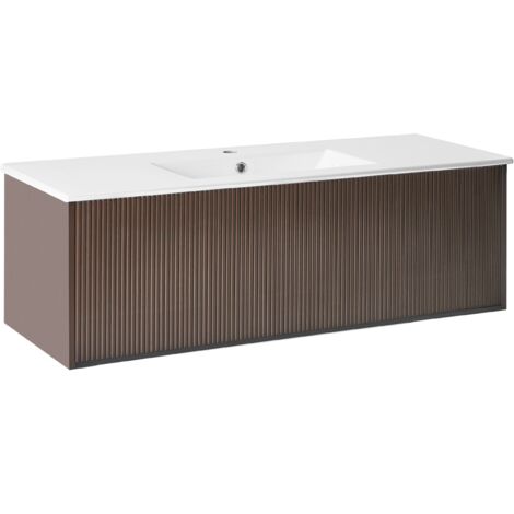 Wall Mounted Vanity Unit with Basin MADIDI 120 cm Brown