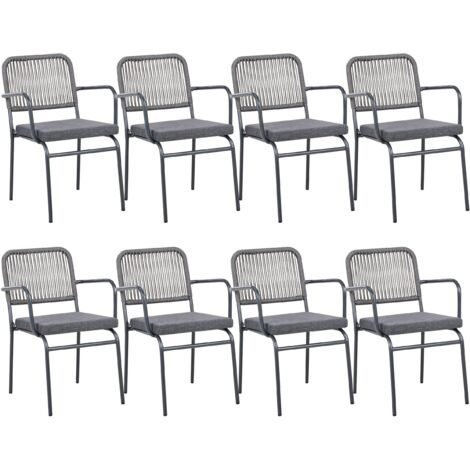 Set of 8 Garden Chairs with Cushions TACENO Metal Grey (1/5)