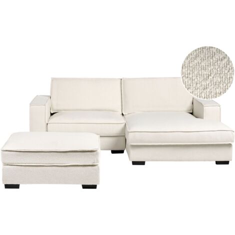 Corner Sofa KOLDING Fabric Light Beige with Ottoman Left Hand