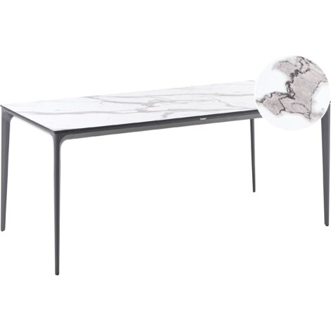 Garden Dining Table SOVARETO 180 cm 90 cm Marble Effect White Marble (1/5)