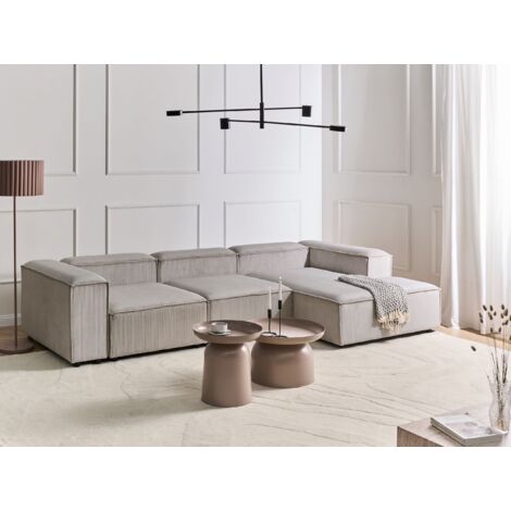 Modular Corner Sofa 4 Seater ARDAL Corduroy Taupe Left Hand