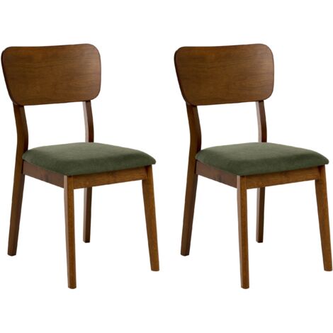 Set of 2 Dining Chairs MINIER Wood Green/ Dark Brown (1/5)