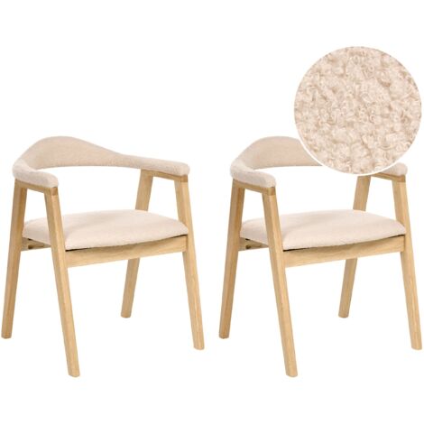 Set of 2 Dining Chairs ONECO Wood Light Brown (1/5)