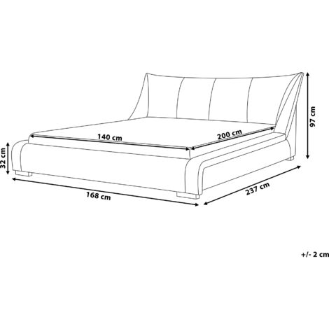 Modern Leather EU Double Size Bed Frame 4ft6 White Slatted Base Nantes