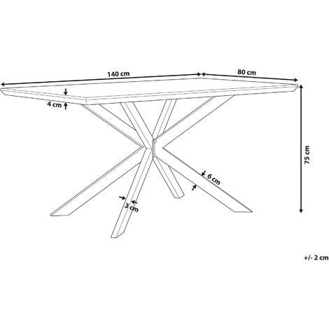 Modern Industrial Dining Room Table Dark Wood MDF Tabletop Metal Legs 140 x 80 cm Spectra