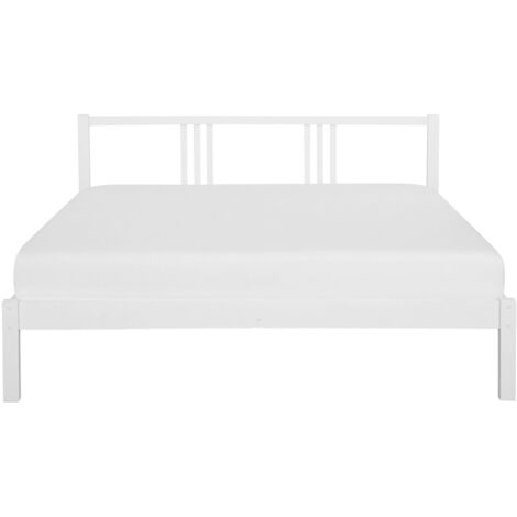 Modern Solid Wood EU King Size Bed Frame 5ft3 Pine Slatted White Vannes