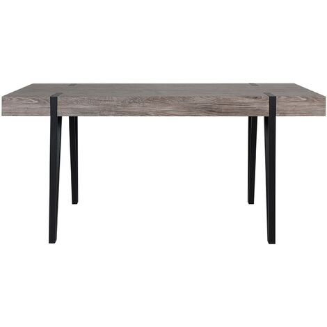 Industrial Dining Table 150 x 90 cm Dark Wood Top Metal Hairpin Legs Adena