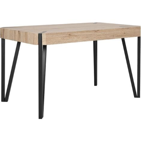 Rustic Industrial Dining Table Mdf 130, Light Wooden Dining Table With Black Legs