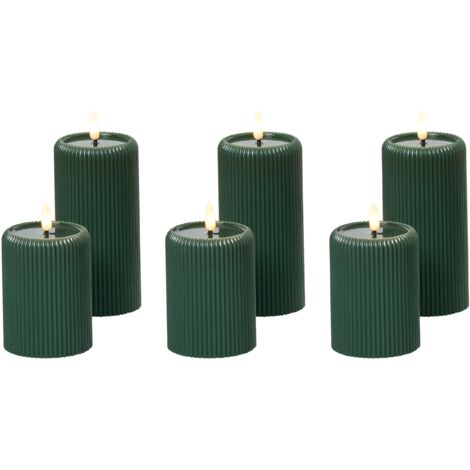 Set of 6 LED Candles NOISETTE 10/16 cm Green (1/5)