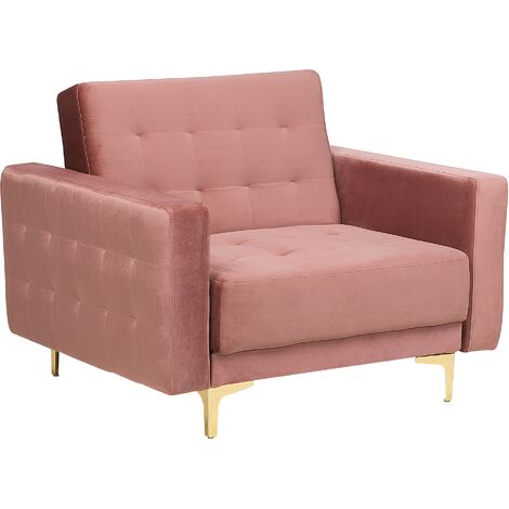 Modern Armchair Reclining Day Bed Pink Velvet Tufted Aberdeen