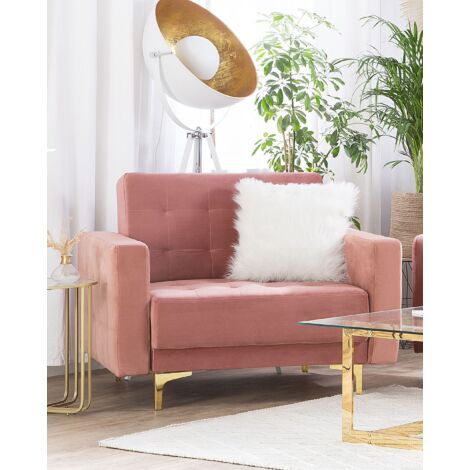 Modern Armchair Reclining Day Bed Pink Velvet Tufted Aberdeen