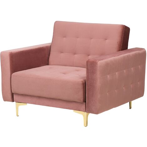 Modern Armchair Reclining Day Bed Pink Velvet Tufted Aberdeen