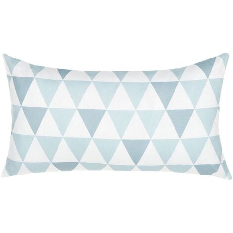 Water Resistant Outdoor Garden Pillow Blue with White Geometric Pattern 40 x 70 - Blue