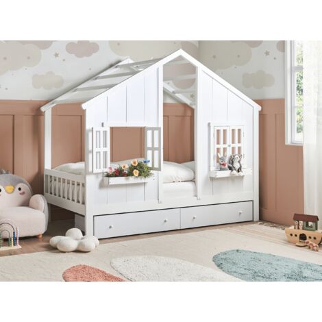 Bed with Storage Drawers White Pine Wood EU Single Size 3ft High ...
