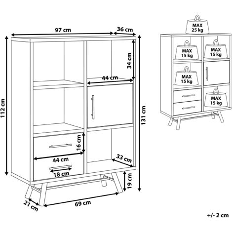 Minimalist Bookcase Bookshelf Storage Unit Drawers Light Wood Metal Legs Atlanta