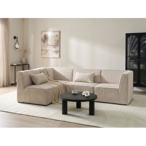 Modular Right Corner 4 Seater Sofa Beige Corduroy 4 Seater Sectional ...