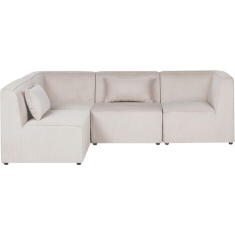 Modular Right Corner 4 Seater Sofa Beige Corduroy 4 Seater Sectional ...