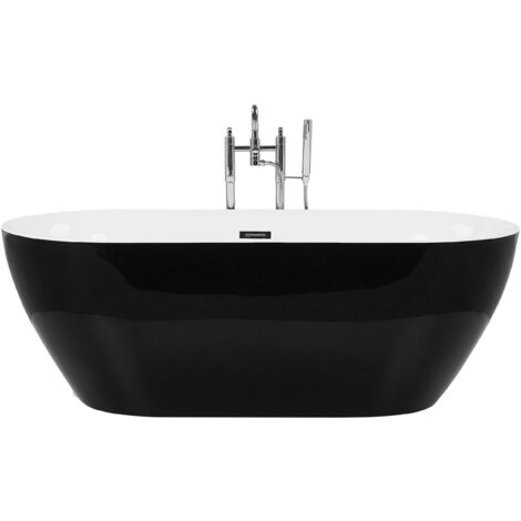 Modern Freestanding Black Bathtub Oval 170 x 80 cm Glossy Acrylic Carrera - Black