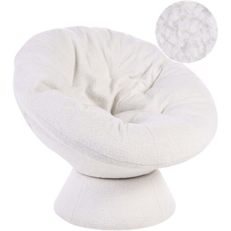Armchair Off-White Boucle 360° Swivel Base Papasan Bowl Chair Modern Style Living Room Reading Nook RINGSTED (1/5)