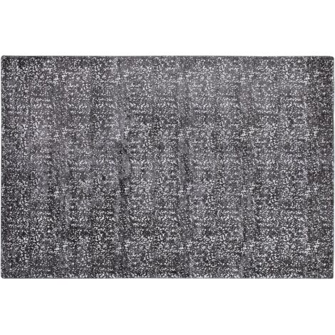 Viscose Area Rug 140x200 cm Living Room Rug Grey Silver Pattern Esel