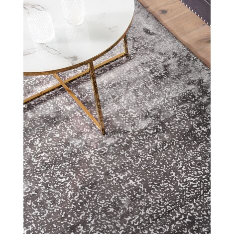 Viscose Area Rug 140x200 cm Living Room Rug Grey Silver Pattern Esel