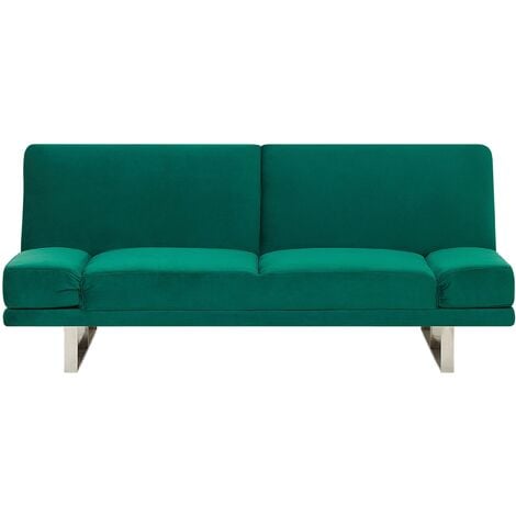 Modern Fabric Sofa Bed Green Polyester Reclining Eucalyptus Wood Frame York