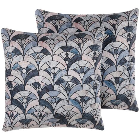 Set of 2 Decorative Cushions KOODAL 45 x 45 cm Multicolour Geometric Pattern (1/5)