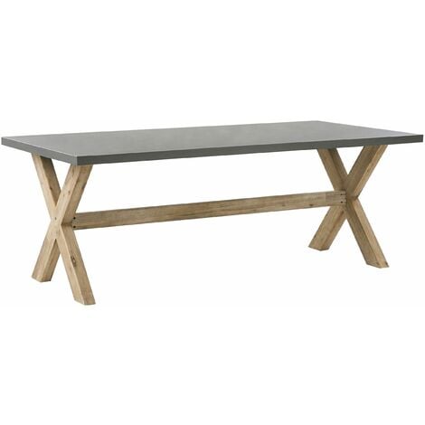 Concrete and store acacia dining table