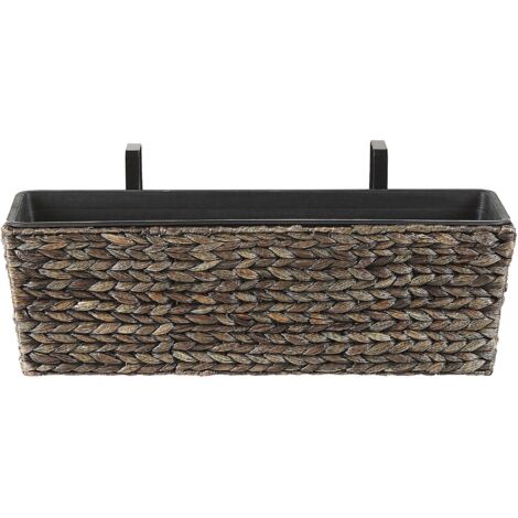 Plant Pot Brown Indoor Outdoor Water Hyacinth Weave Handles 60 x 20 cm Kawala