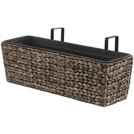 Plant Pot Brown Indoor Outdoor Water Hyacinth Weave Handles 60 x 20 cm Kawala