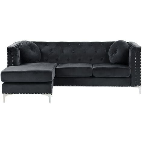 Black velvet tufted deals sectional