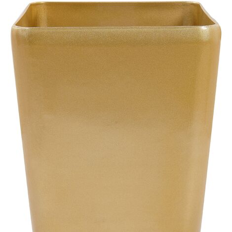 Modern Tall Flower Pot Outdoor Indoor Planter Stone 30x30x57 cm Gold Modi