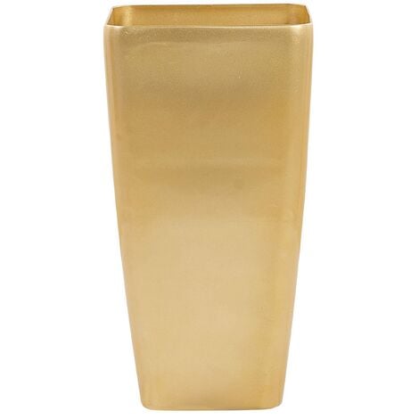 Modern Tall Flower Pot Outdoor Indoor Planter Stone 40x40x76 cm Gold Modi